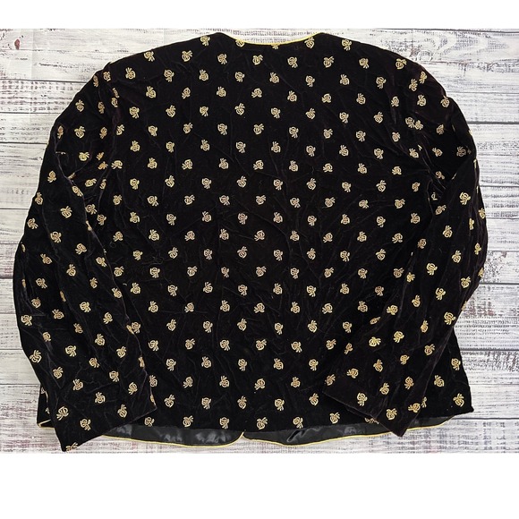 Maggie McNaughton Vintage Black Velvet Gold Floral Button Blazer Jacket 20W - Picture 7 of 9